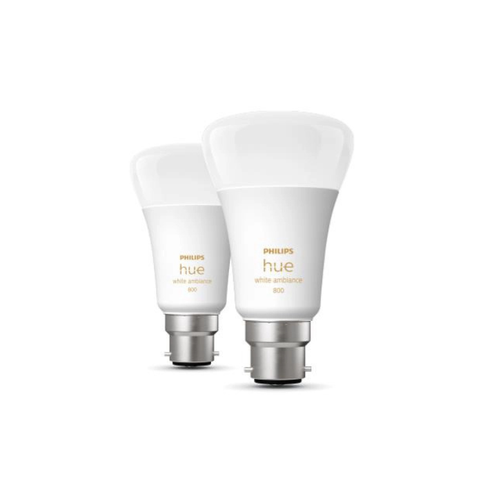 Philips Hue A60 B22 Light Bulb |Smart Tunable White | 806lm 2 Pack